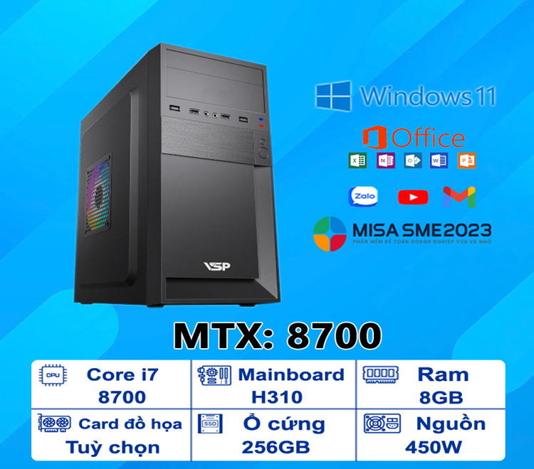 thùng máy tính văn phòng core i7-8700