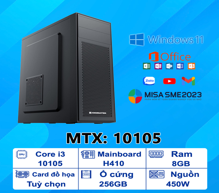 PC văn phòng Core i3-10105/8/256  
