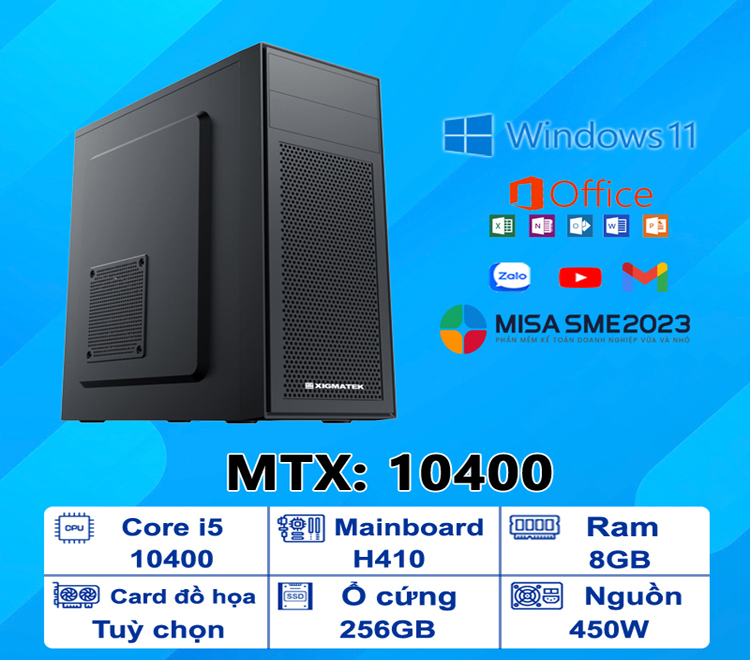 PC văn phòng Core i5-10400/8/256